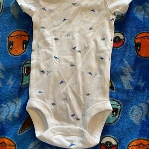 Carter's White and Blue Airplane Bodysuit Short Sleeve
